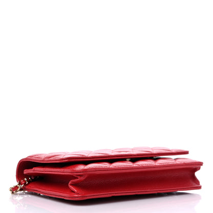 Chanel Caviar Quilted Wallet on Chain WOC Red 4 of 11
