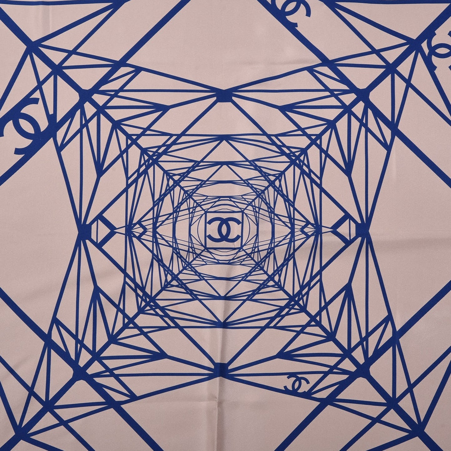 Silk CC Geometric Scarf Beige Blue