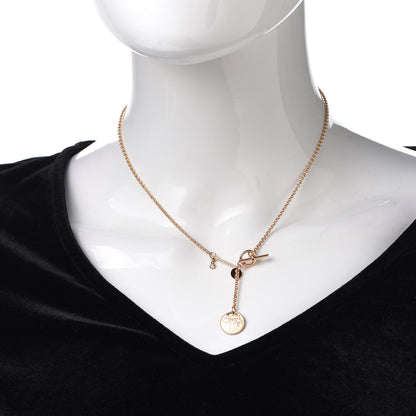 Hermes 18K Rose Gold Diamond PM Ex-Libris Pendant Necklace 2 of 5