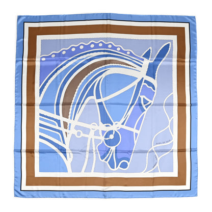 Hermes Silk Robe Du Soir Scarf 140 Bleu Ciel Beige 1 of 6