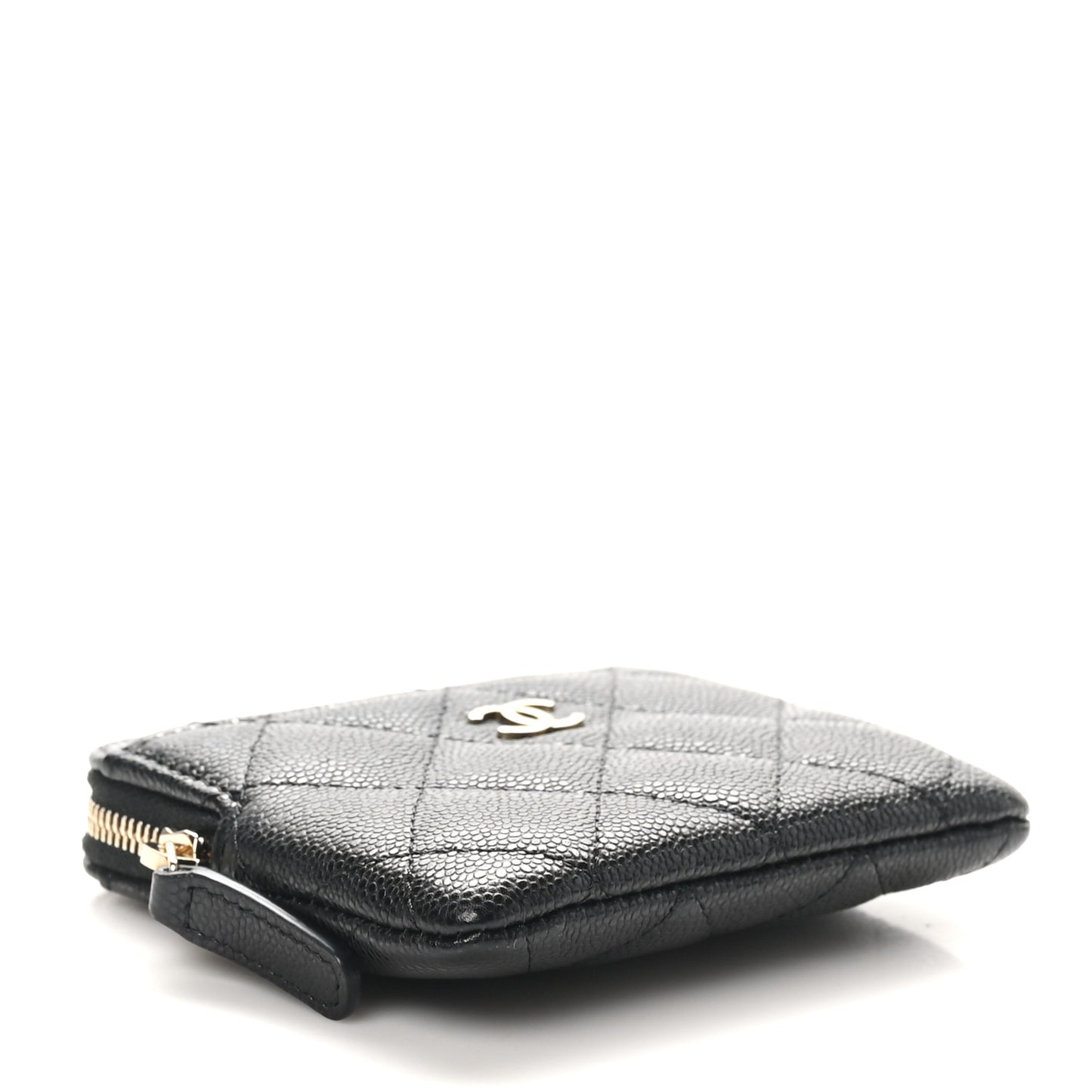 Caviar Quilted Zip Card Holder Wallet Black