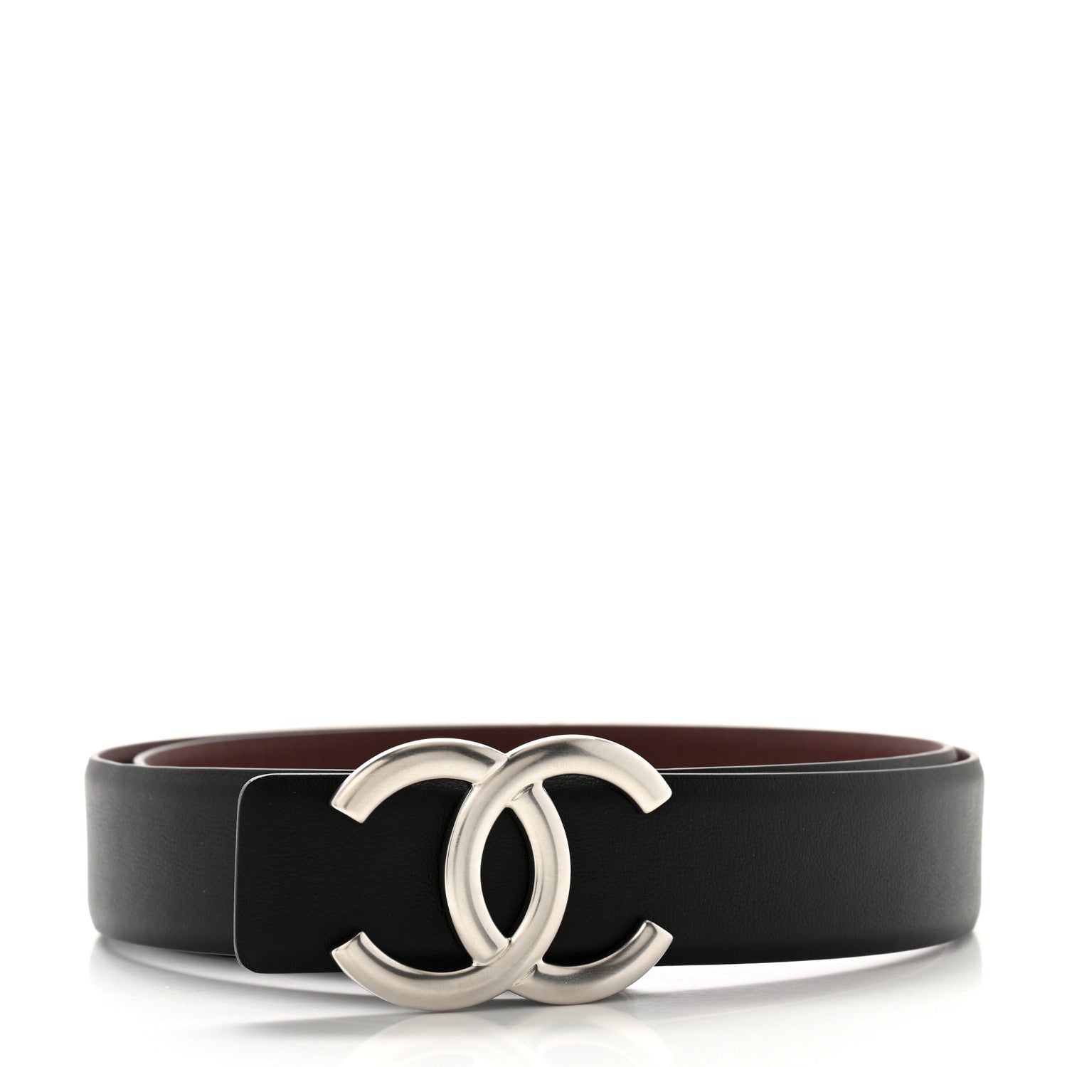 Chanel Calfskin CC Reversible Belt 85 34 Black Burgundy 2 of 8
