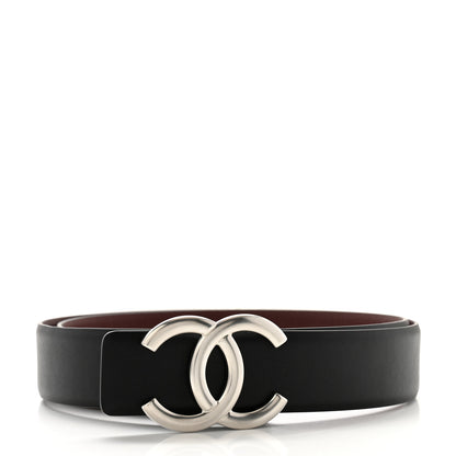 Chanel Calfskin CC Reversible Belt 85 34 Black Burgundy 2 of 8