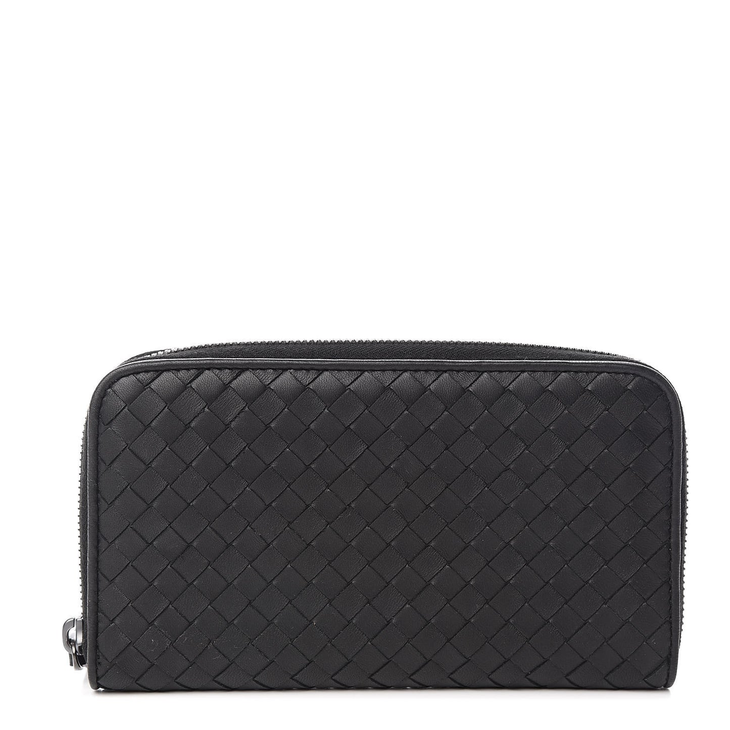 Nappa Intrecciato Zip Around Wallet Black
