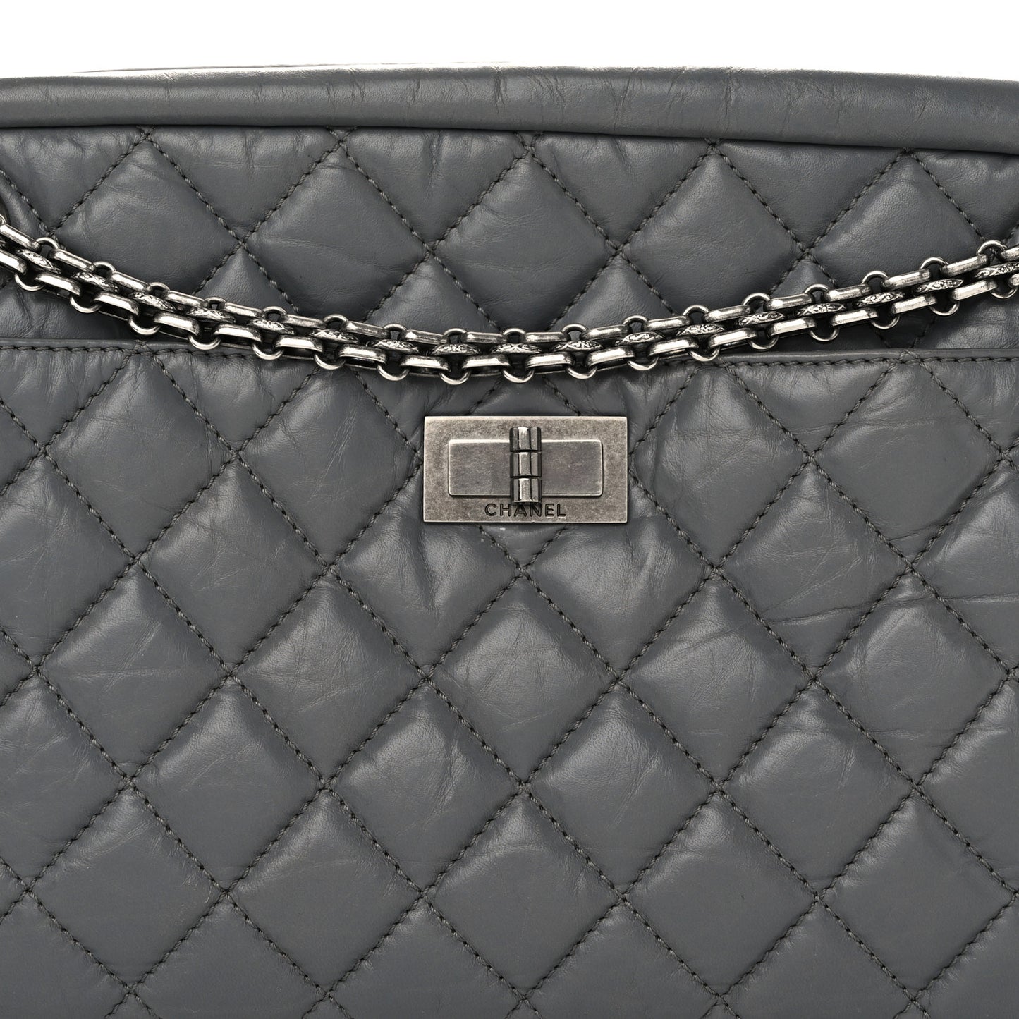 Aged Calfskin Quilted Medium Reissue Camera Case Grey