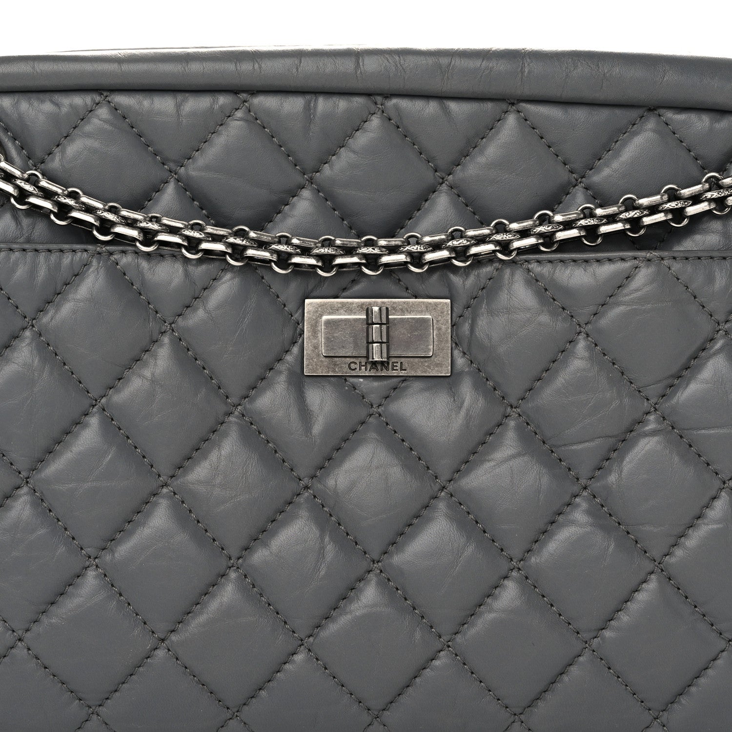 Chanel Aged Calfskin Quilted Medium Reissue Camera Case Grey 8 of 11