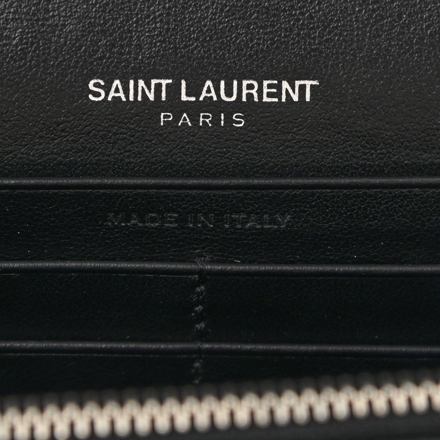 Saint Laurent Calfskin Crocodile Embossed Monogram Chain Wallet Black 11 of 18