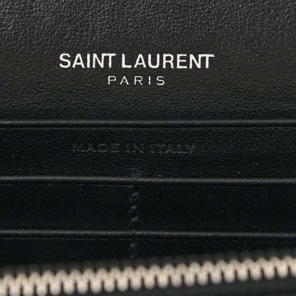 Saint Laurent Calfskin Crocodile Embossed Monogram Chain Wallet Black 11 of 18