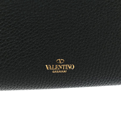 Valentino Garavani Pebbled Calfskin Rockstud Flip Lock Wallet On Chain Black 6 of 9
