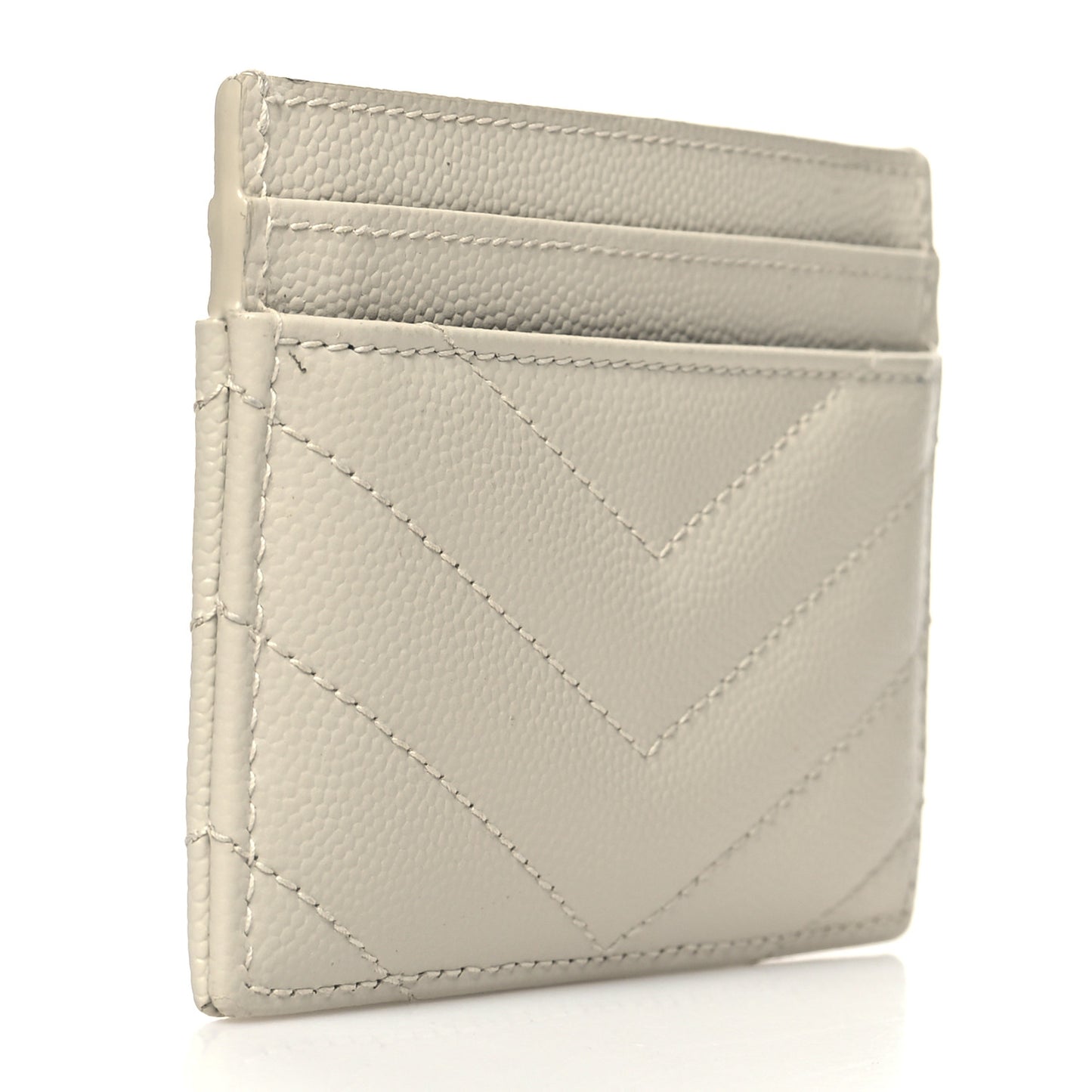 Grain De Poudre Matelasse Chevron Monogram Credit Card Case Crema Soft