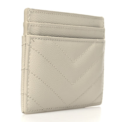 Saint Laurent Grain De Poudre Matelasse Chevron Monogram Credit Card Case Crema Soft 3 of 9