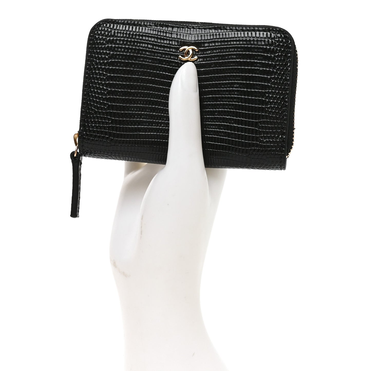 Calfskin Lizard Embossed Crococo Coin Purse Black