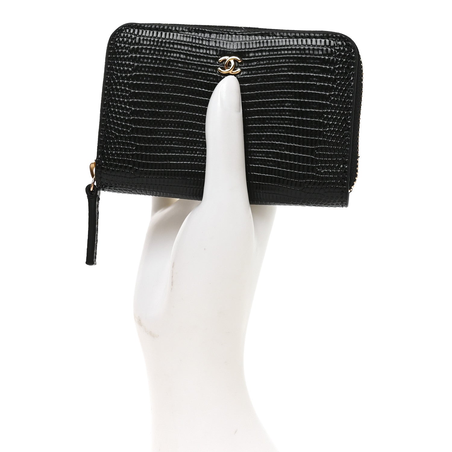 Chanel Calfskin Lizard Embossed Crococo Coin Purse Black 2 of 7