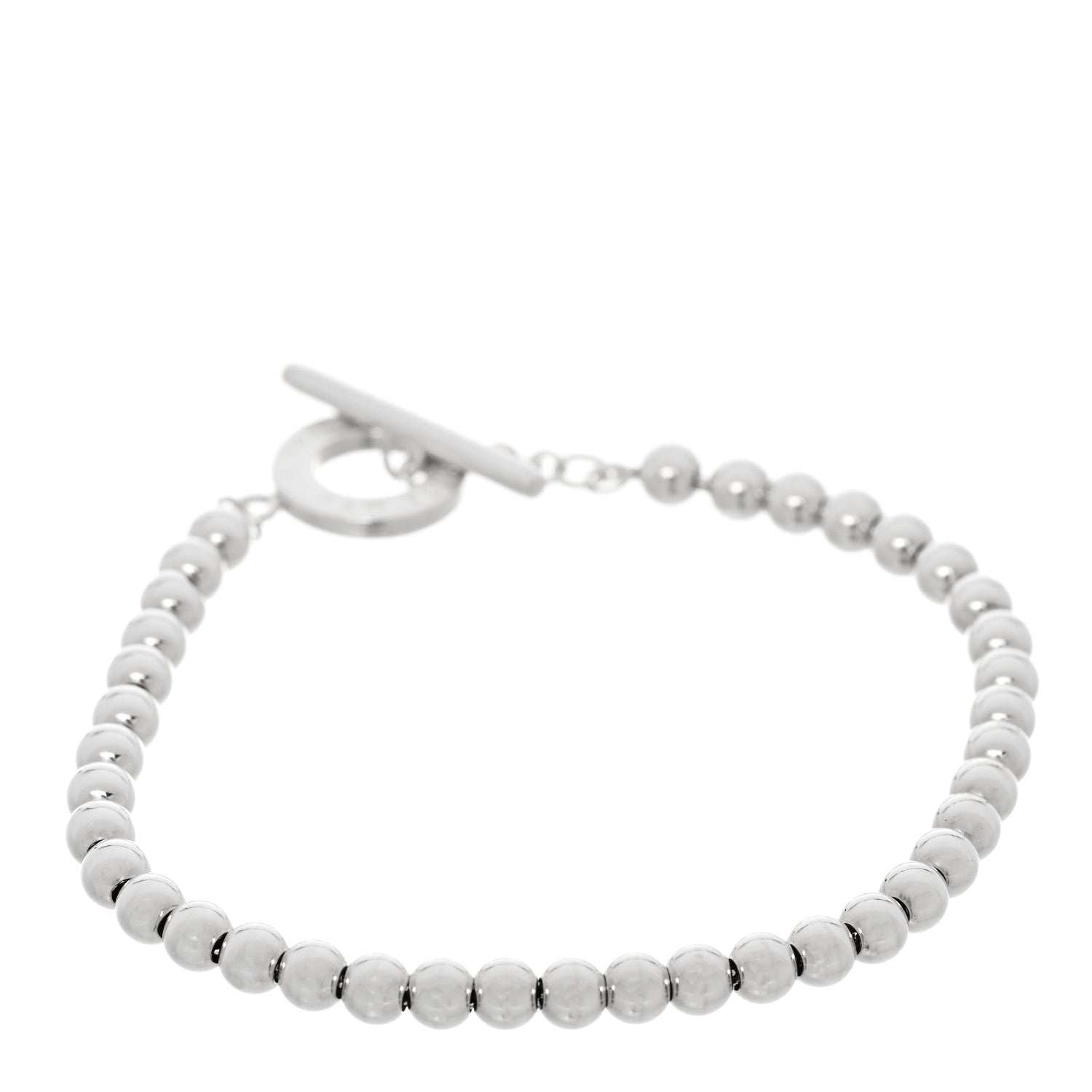 Tiffany Sterling Silver 4mm Beads Toggle Bracelet 1 of 5
