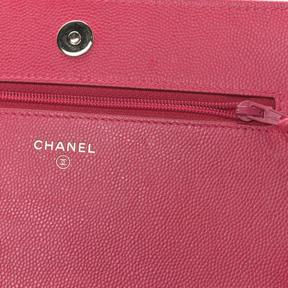 Chanel Caviar Quilted Boy Wallet On Chain WOC Fuchsia 10 of 12