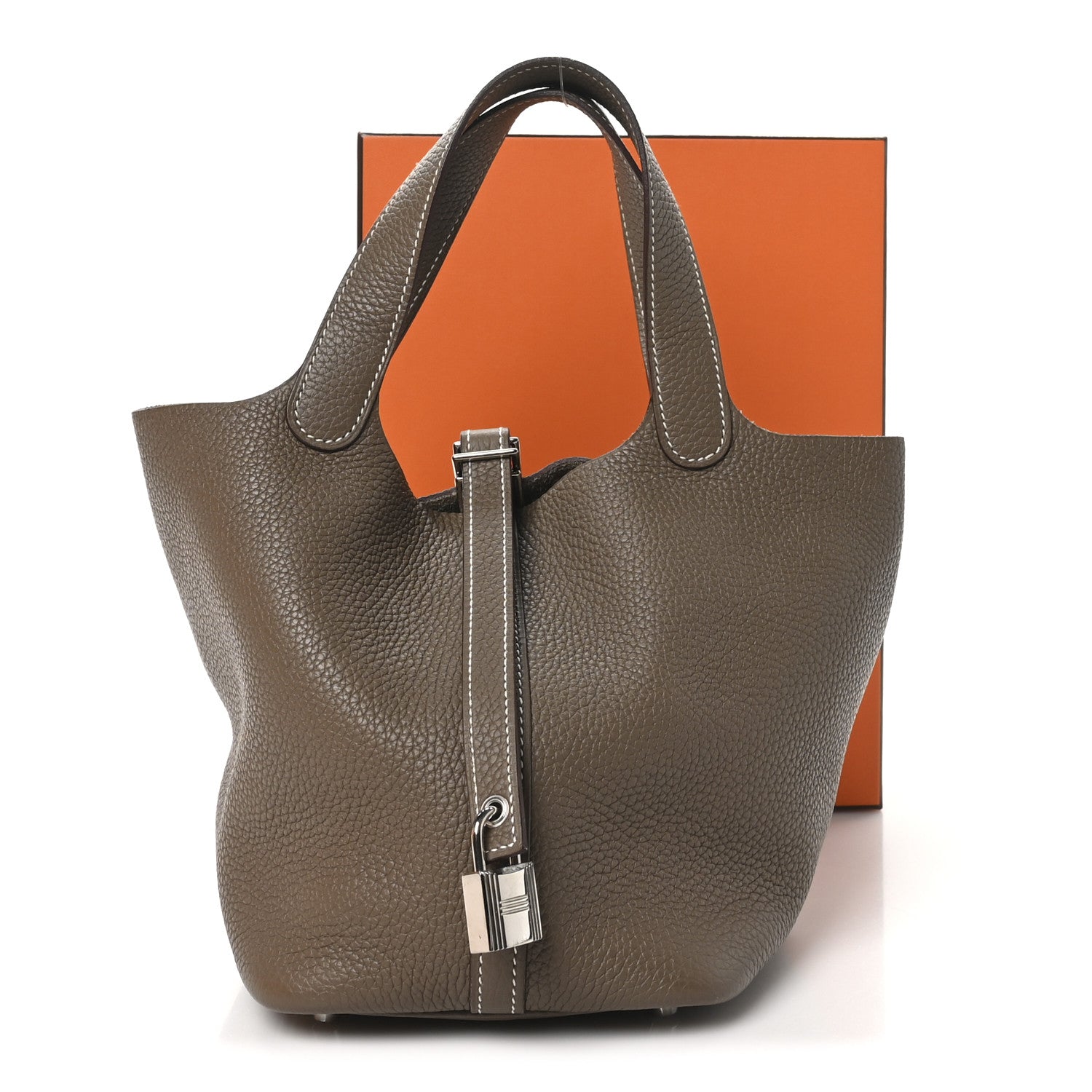 Hermes Taurillon Clemence Picotin Lock 18 PM Etoupe 13 of 13