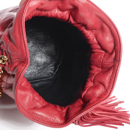 Chanel Lambskin Tassel Drawstring Pouch Bag Red 5 of 7