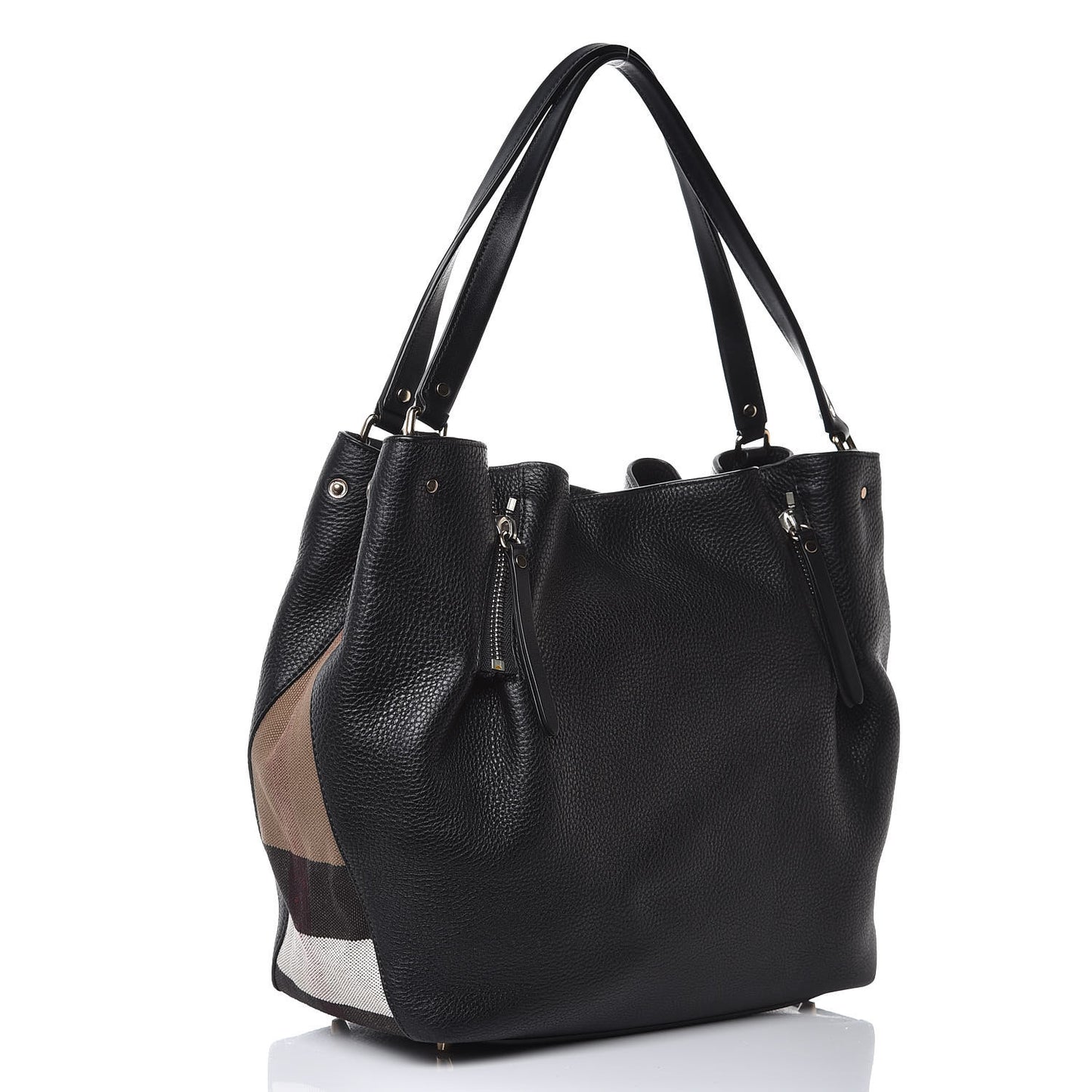 Grainy Calfskin House Check Medium Maidstone Black
