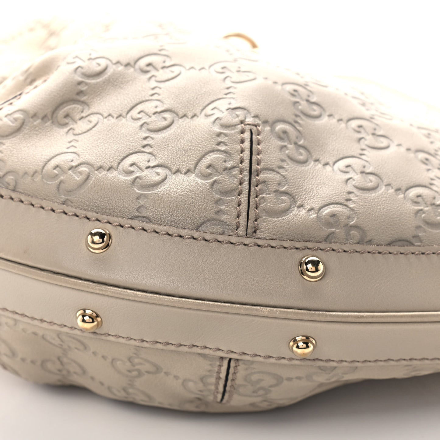 Guccissima Biba Studded Hobo Off White