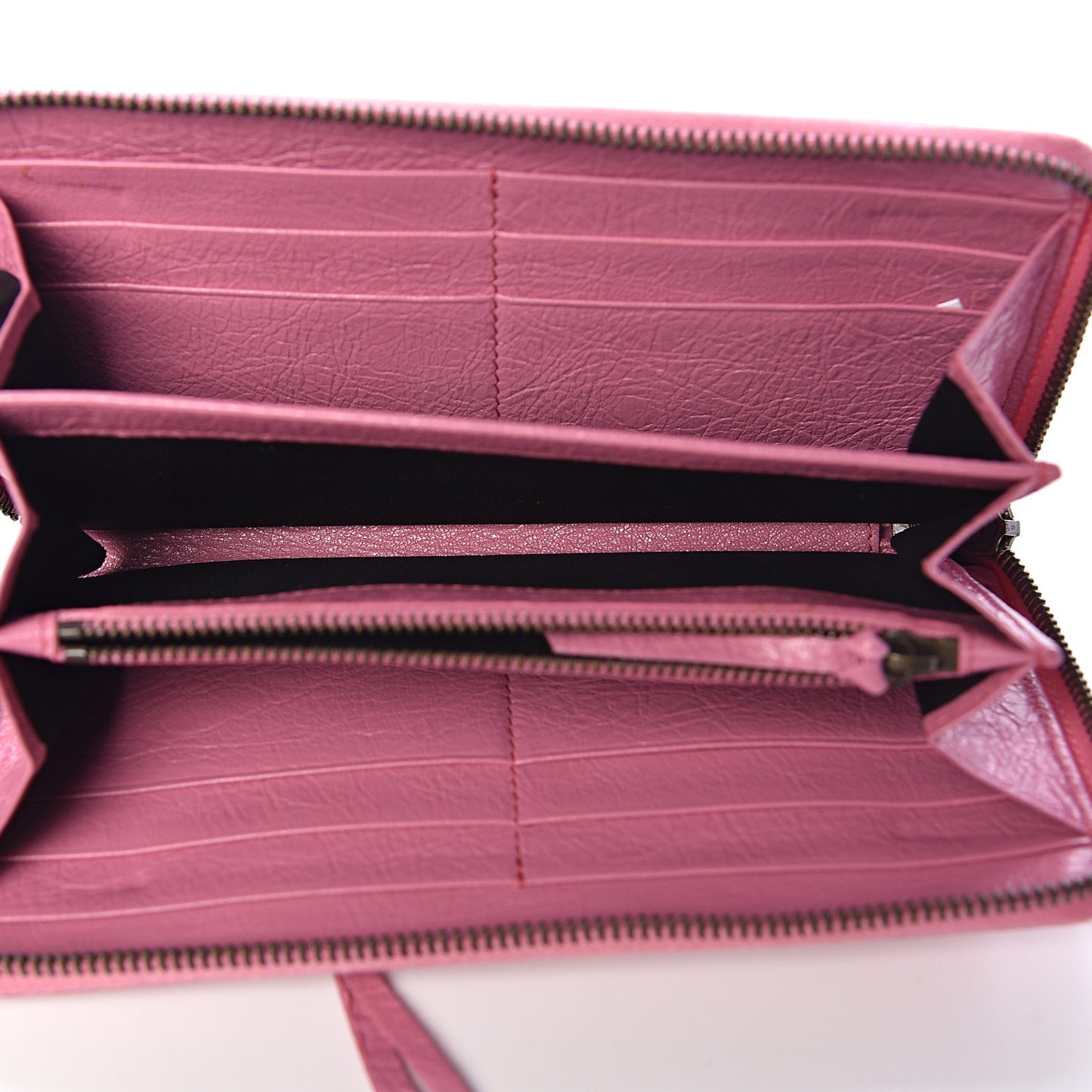 Agneau Classic Hardware Continental Zip Around Wallet Rose Guimauve