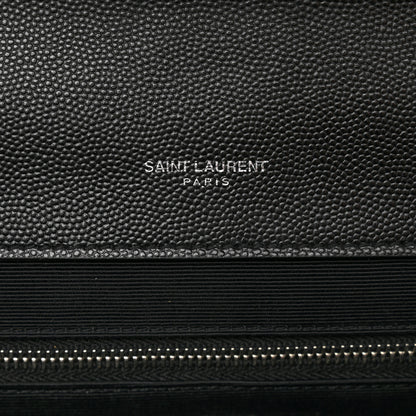 Saint Laurent Grain De Poudre Matelasse Chevron Large Monogram Satchel Black 7 of 10