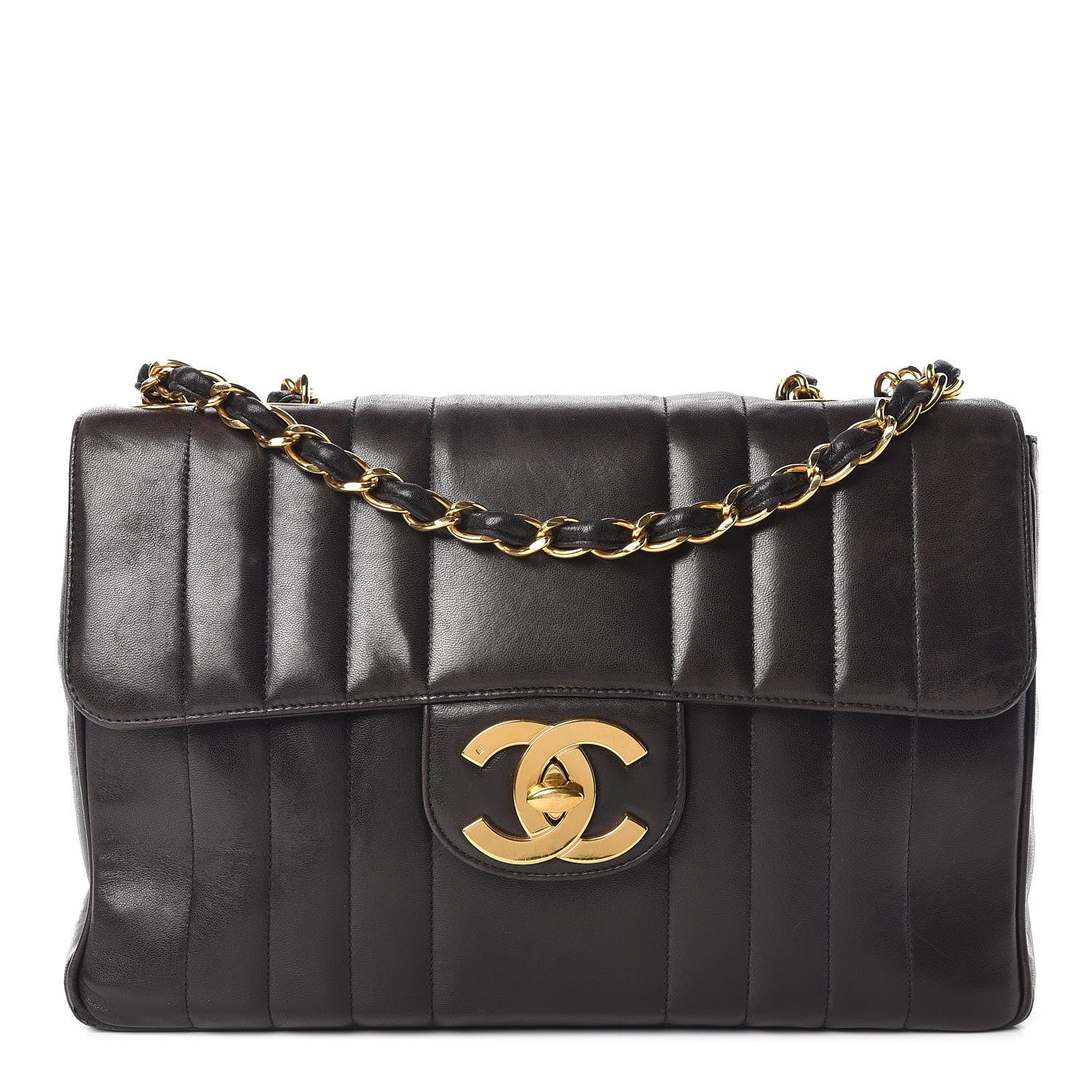 Chanel Lambskin Vertical Quilt Jumbo Flap Black 1 of 17