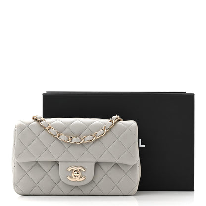 Chanel Lambskin Quilted Mini Rectangular Flap Grey 11 of 11
