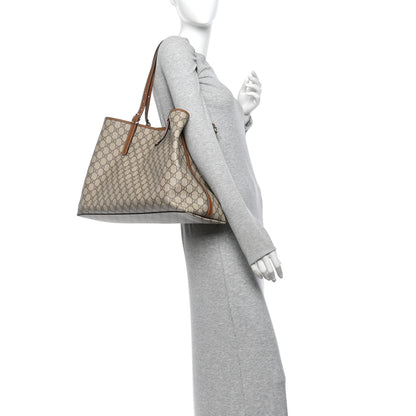 Gucci GG Supreme Monogram Emblem Maxi Tote Bag Beige Dark Brown 2 of 10