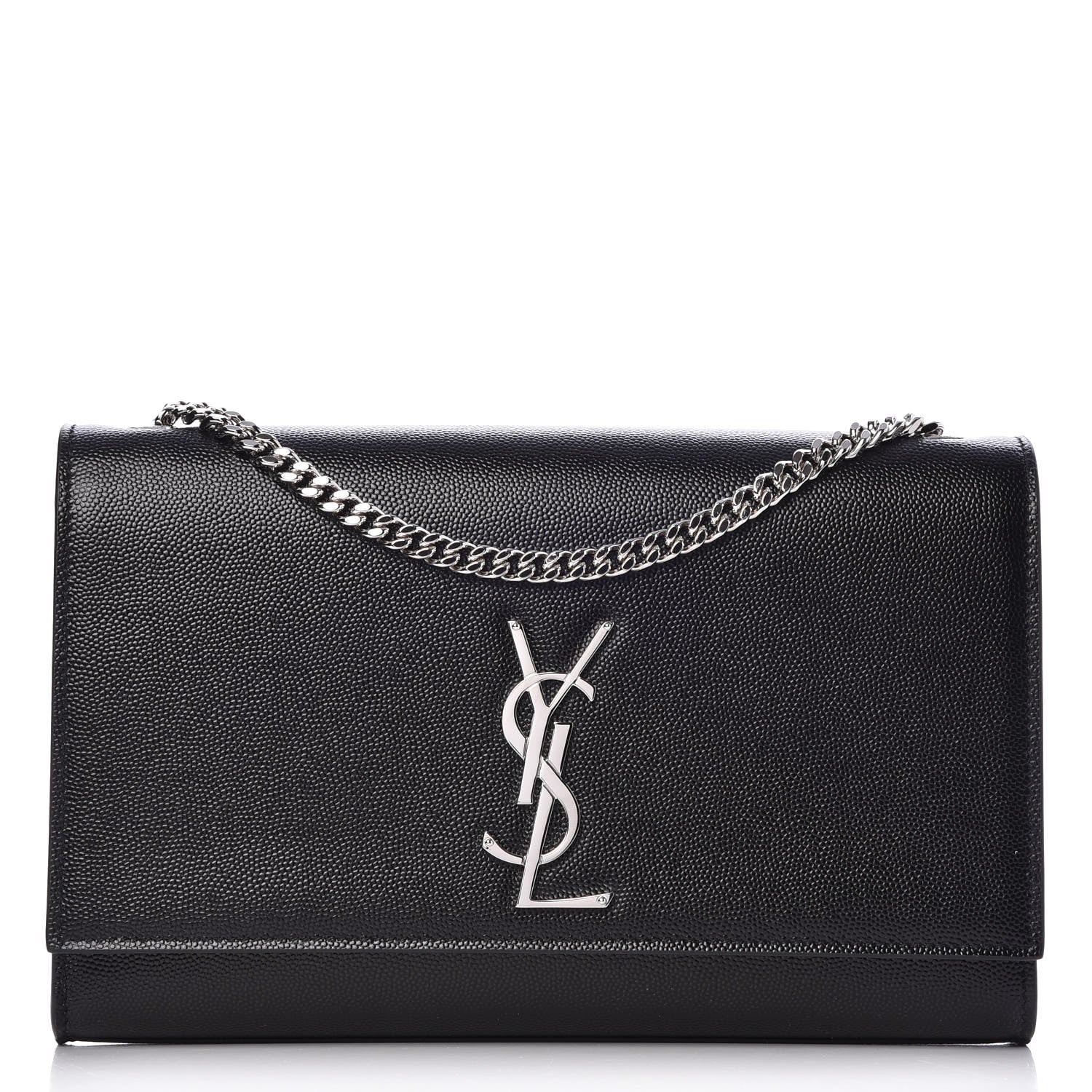 Saint Laurent Grain De Poudre Medium Classic Monogram Kate Satchel Black 1 of 6