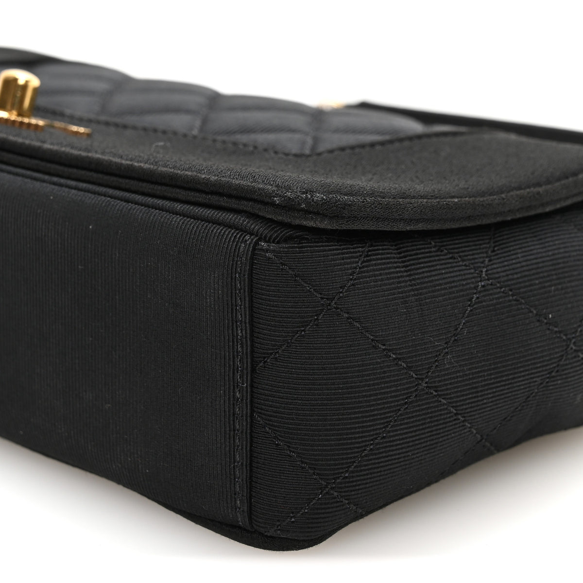 Grosgrain Satin Quilted Small Vintage Mademoiselle Flap Black