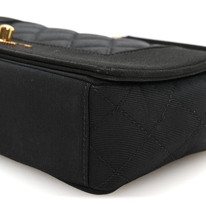 Chanel Grosgrain Satin Quilted Small Vintage Mademoiselle Flap Black 10 of 10