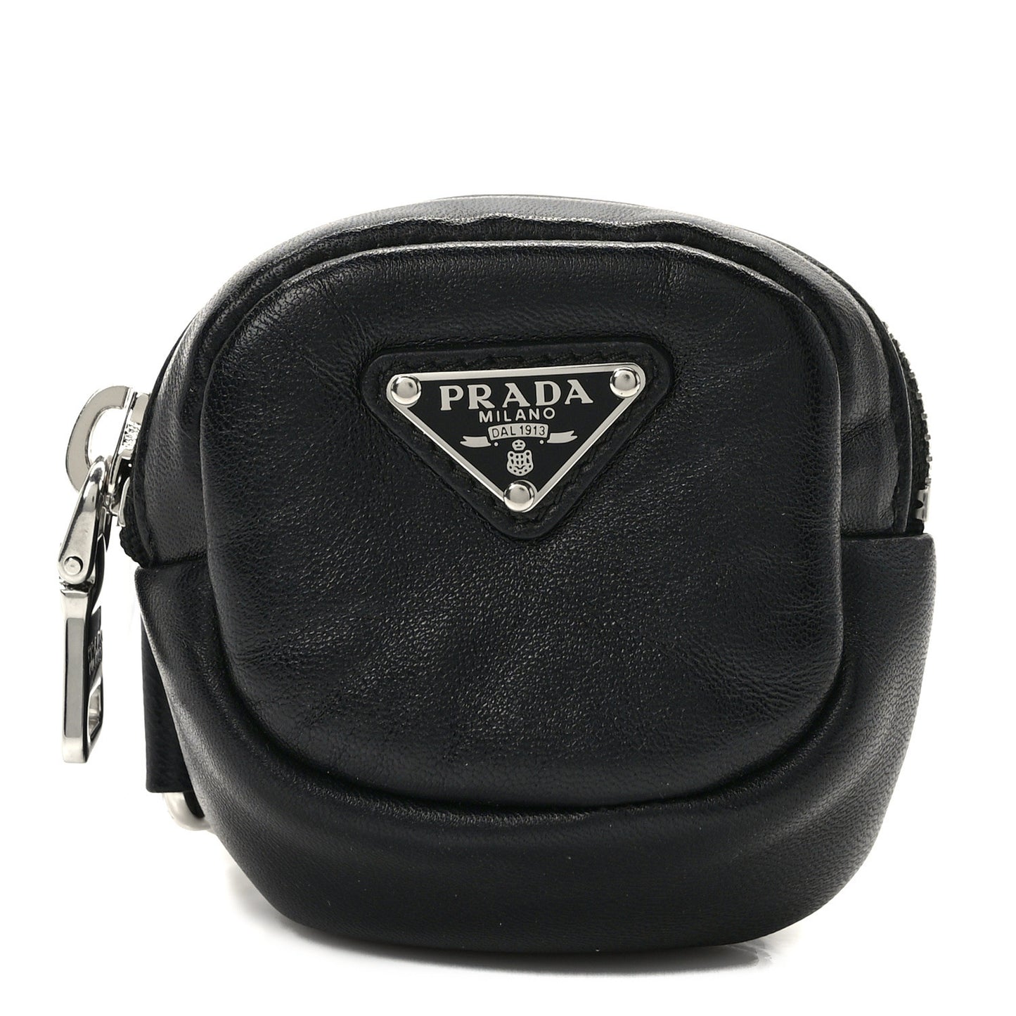 Nappa Re-Nylon Metal Triangle Logo Mini Arm Pouch Black