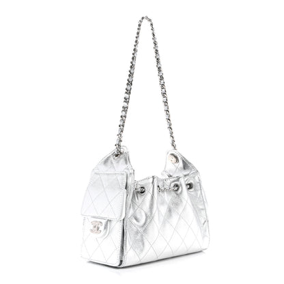 Chanel Metallic Caviar Quilted Mini Chanel 25 Handbag Silver 3 of 10