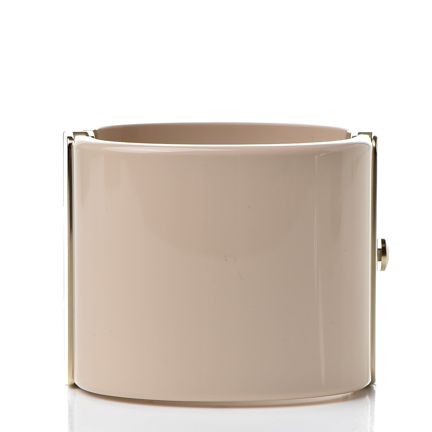 Chanel Resin Pearl CC Cuff Gold Pearly White Beige 3 of 6
