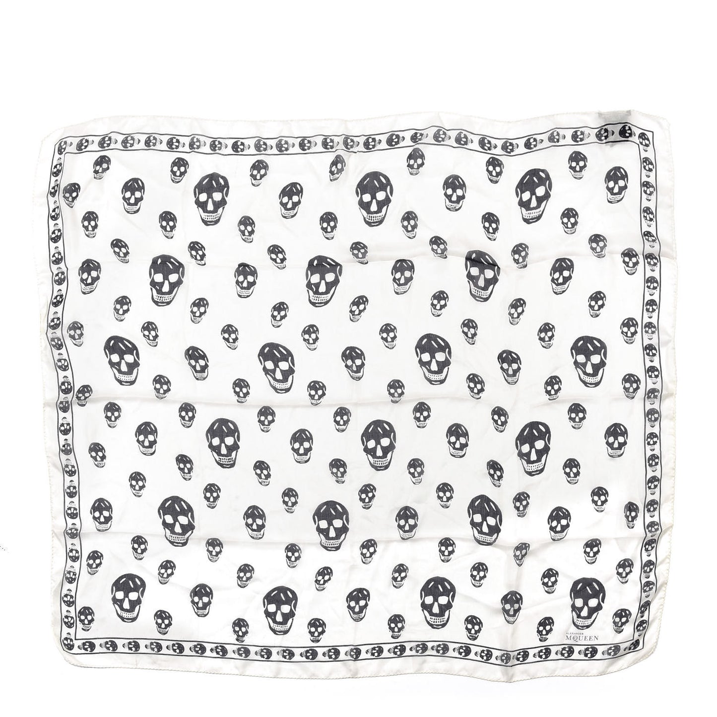 Silk Chiffon Skull Scarf Ivory Black