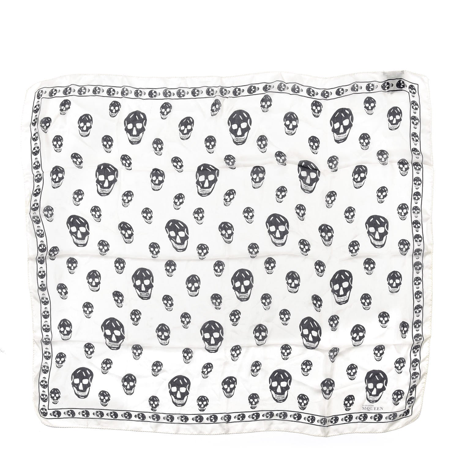 Alexander McQueen Silk Chiffon Skull Scarf Ivory Black 1 of 3