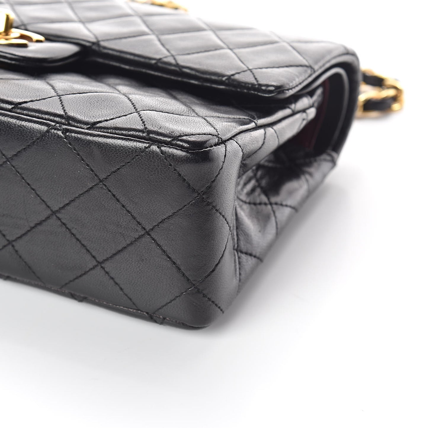 Lambskin Quilted Small Double Flap Black