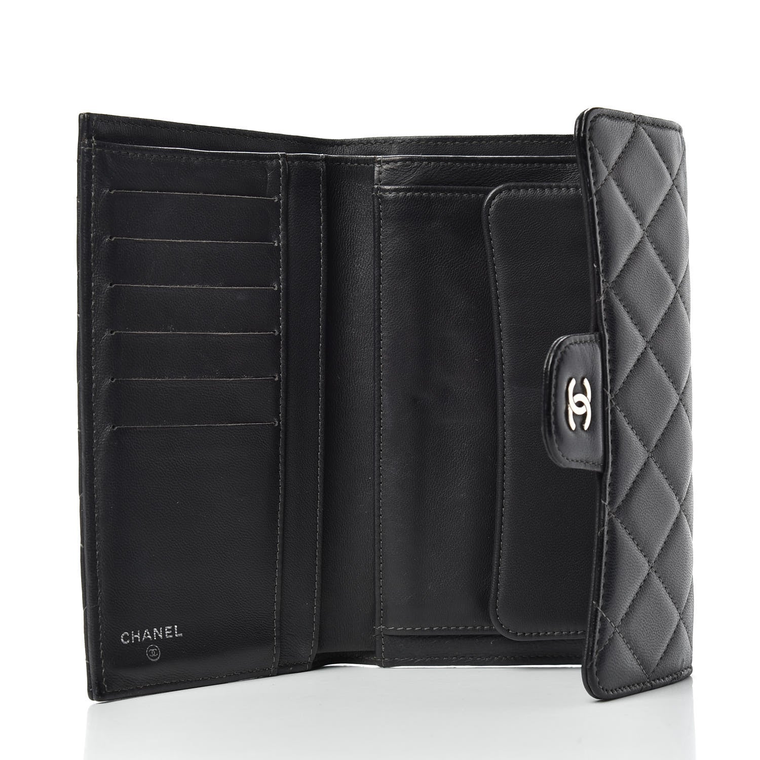 Chanel Lambskin Quilted Large Flap Wallet Black 5 of 7