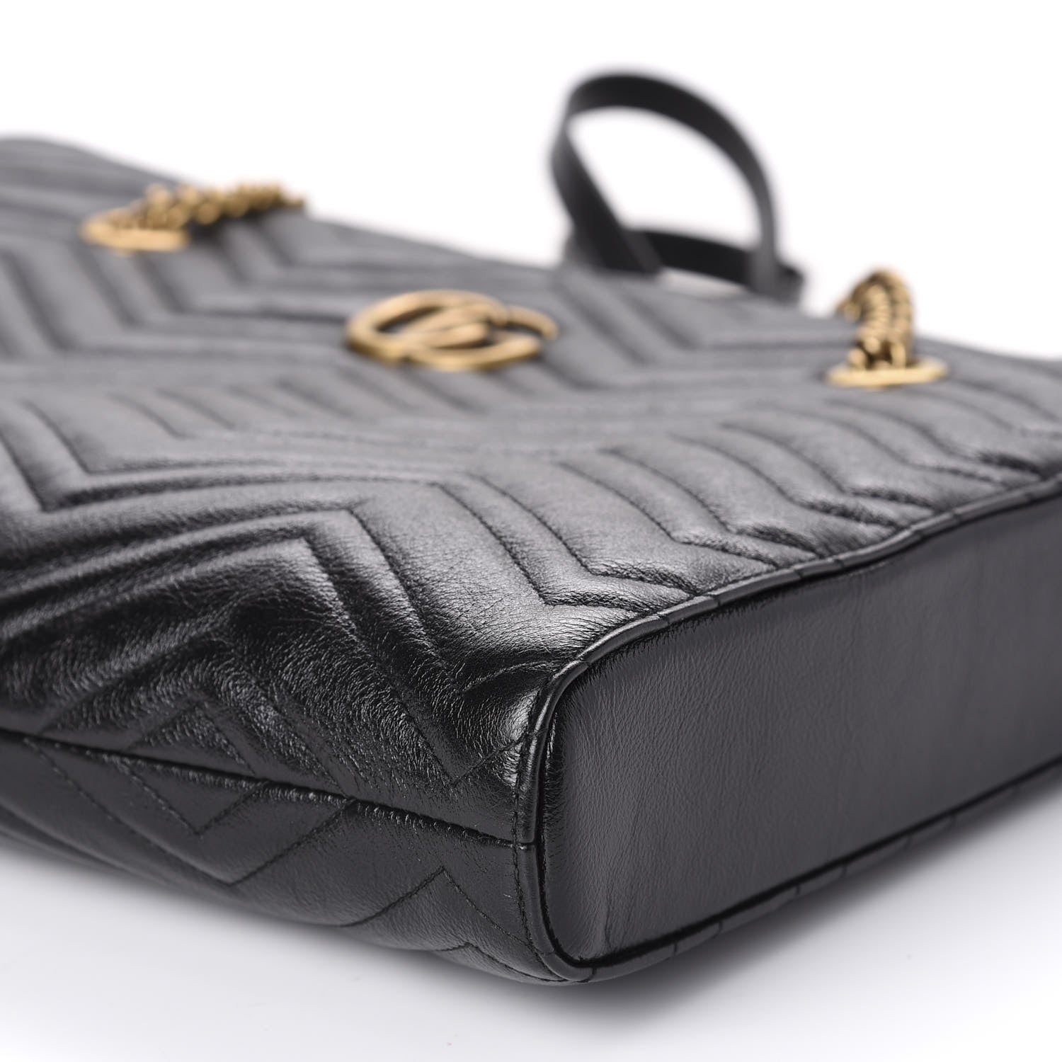 Gucci Vintage Calfskin Matelasse Medium GG Marmont Slim Tote Black 9 of 10