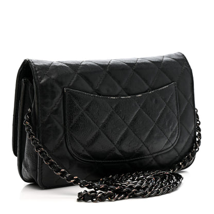 Chanel Crumpled Calfskin Quilted Wallet On Chain WOC So Black 3 of 17
