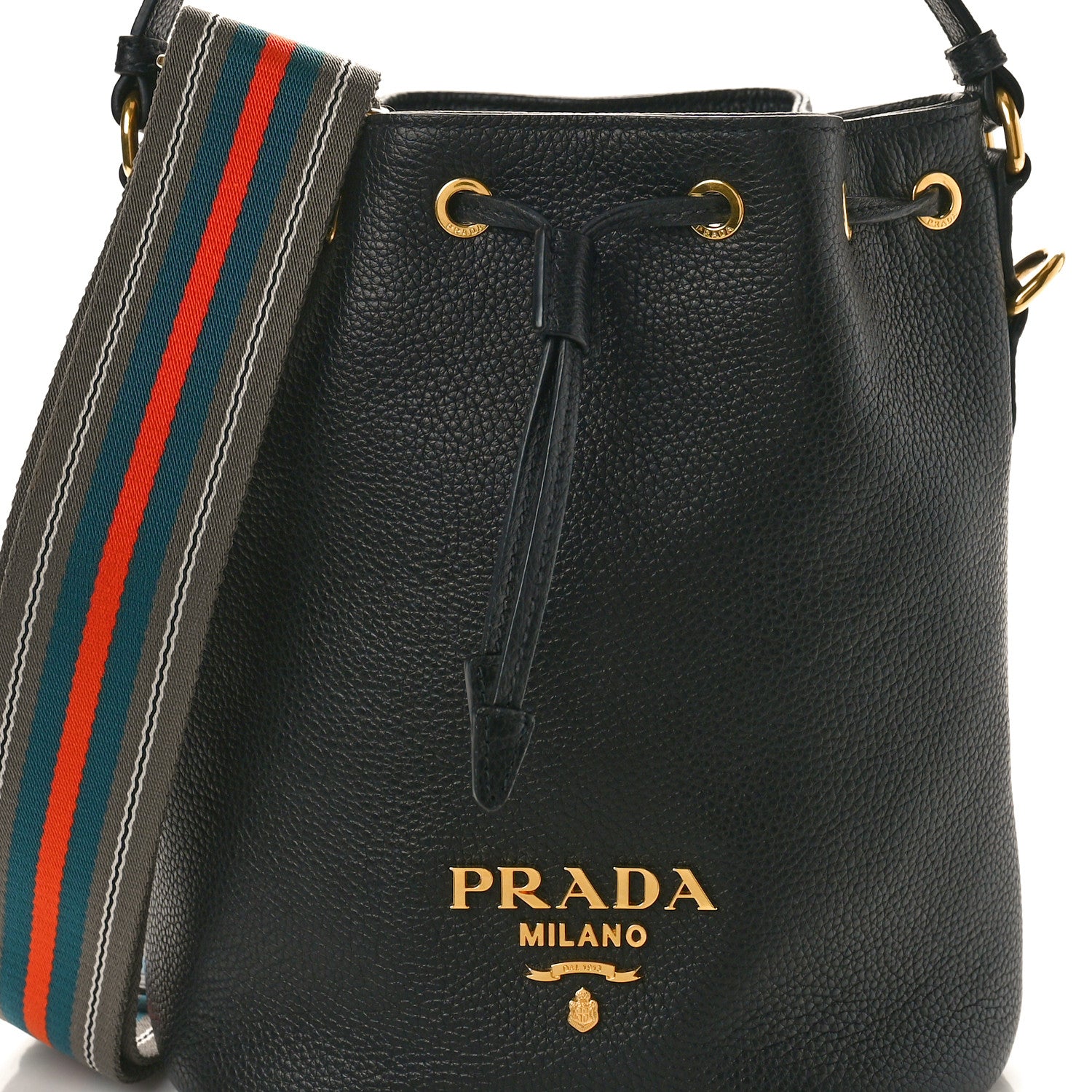 Prada Vitello Daino Bucket Bag Black 7 of 11