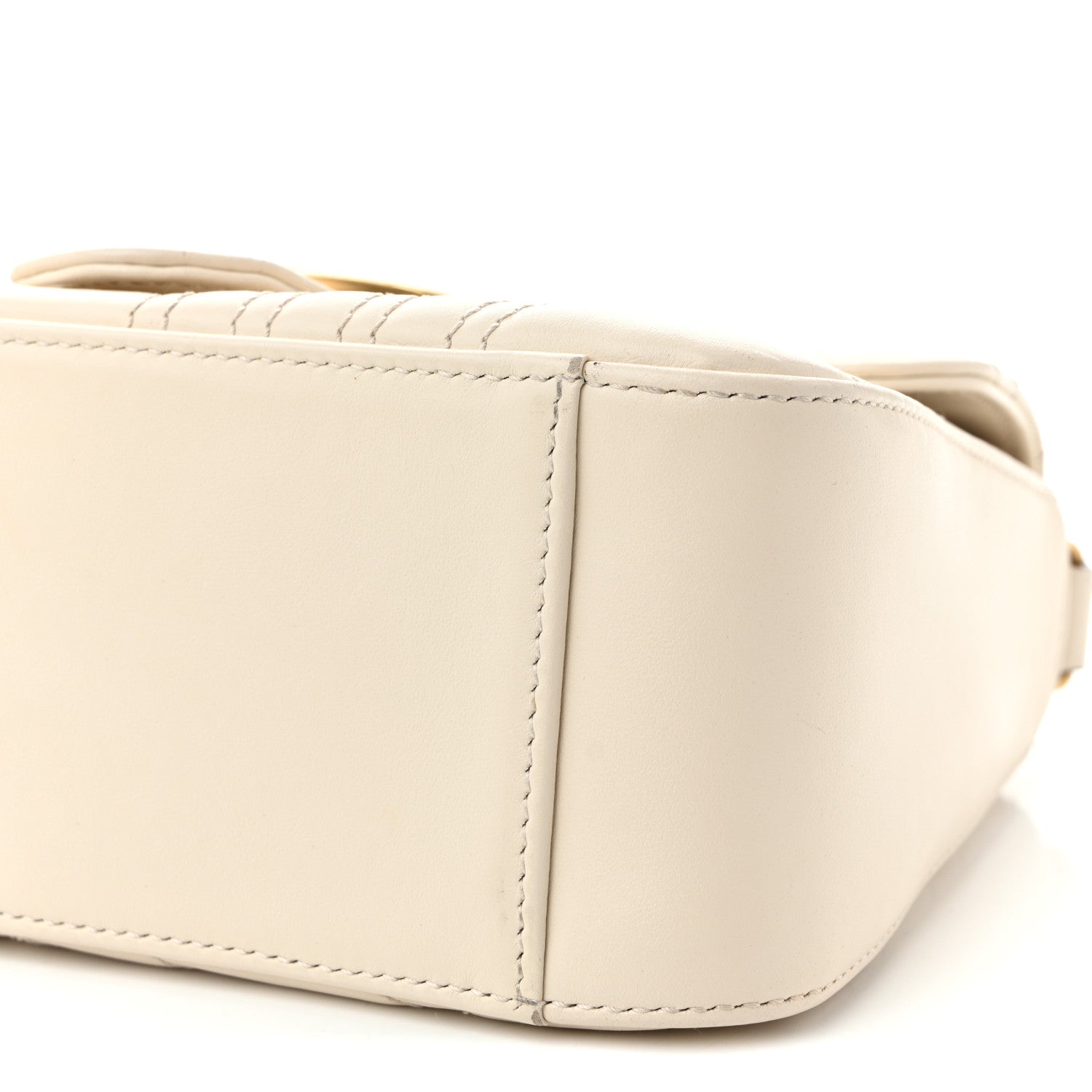 Gucci Calfskin Matelasse Mini GG Marmont Top Handle Shoulder Bag White 10 of 11