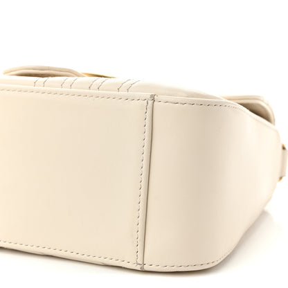 Gucci Calfskin Matelasse Mini GG Marmont Top Handle Shoulder Bag White 10 of 11