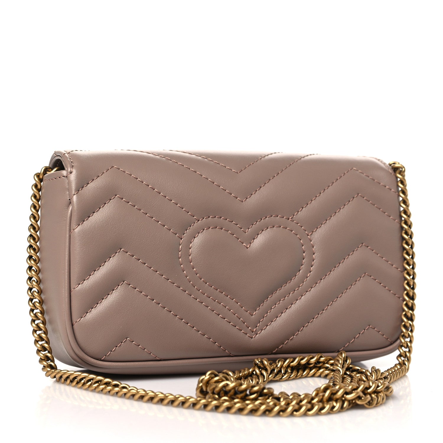 Gucci Calfskin Matelasse Super Mini GG Marmont Shoulder Bag Porcelain Rose 3 of 10