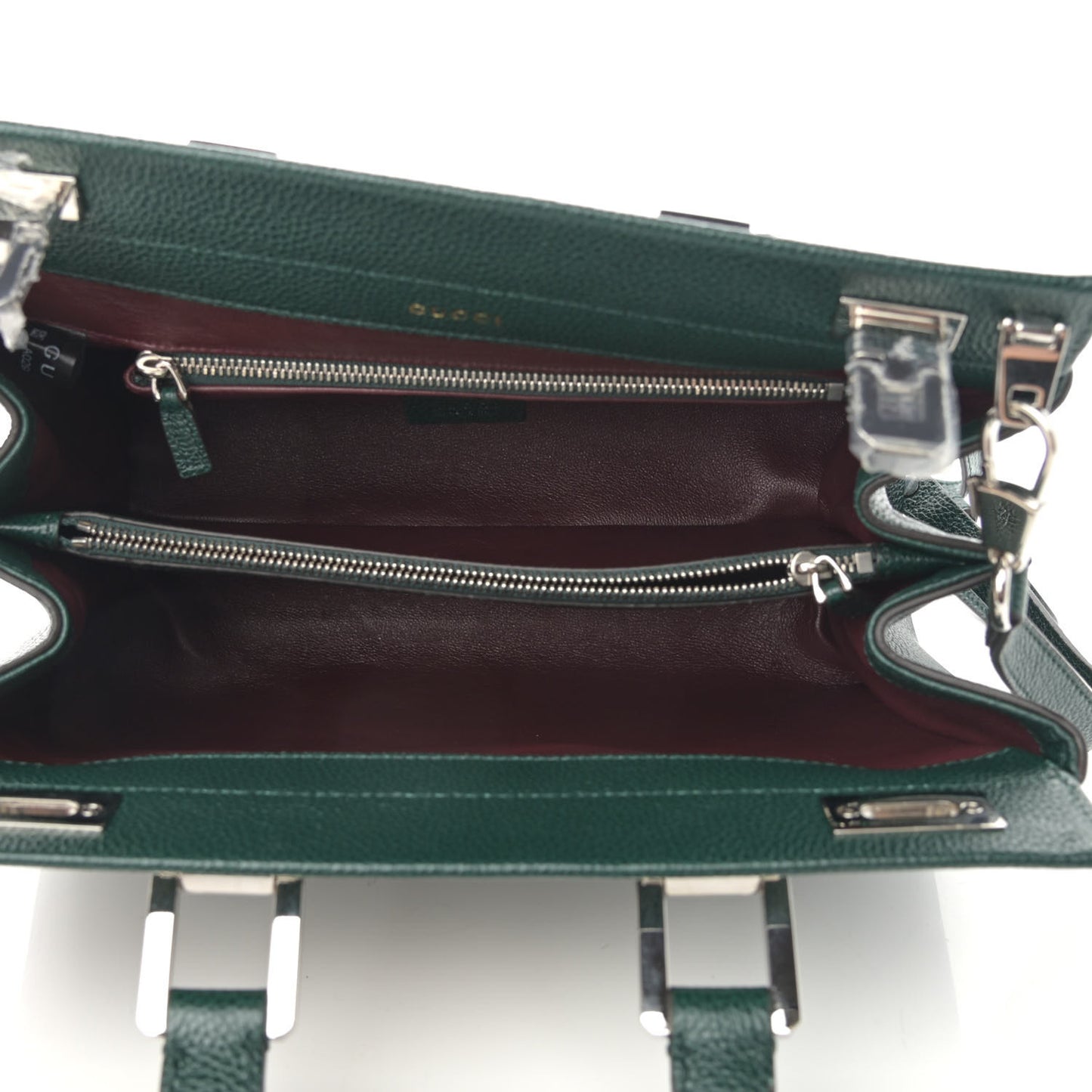Posillipo Grain Calfskin Small Zumi Top Handle Bag Vintage Green