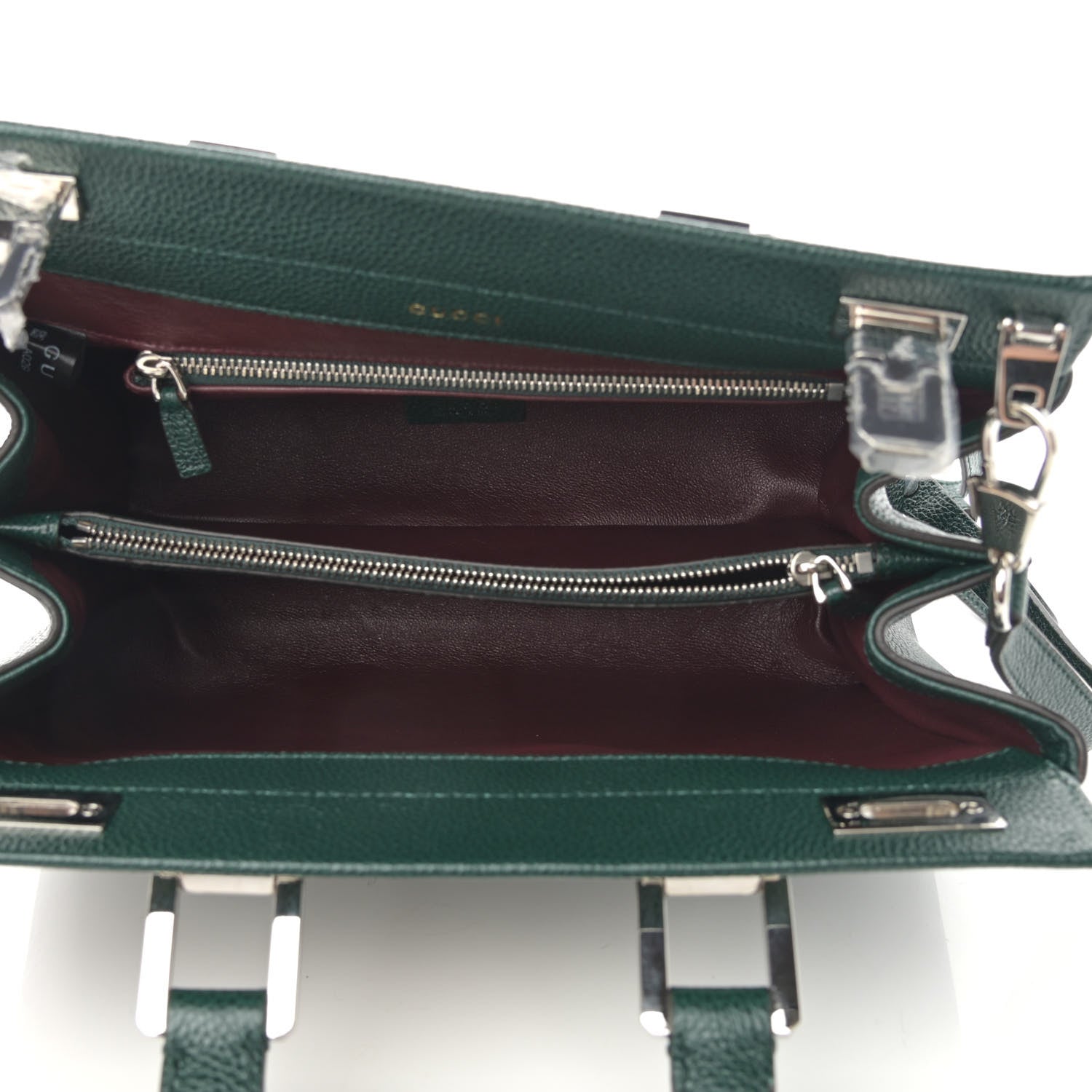 Gucci Posillipo Grain Calfskin Small Zumi Top Handle Bag Vintage Green 5 of 11