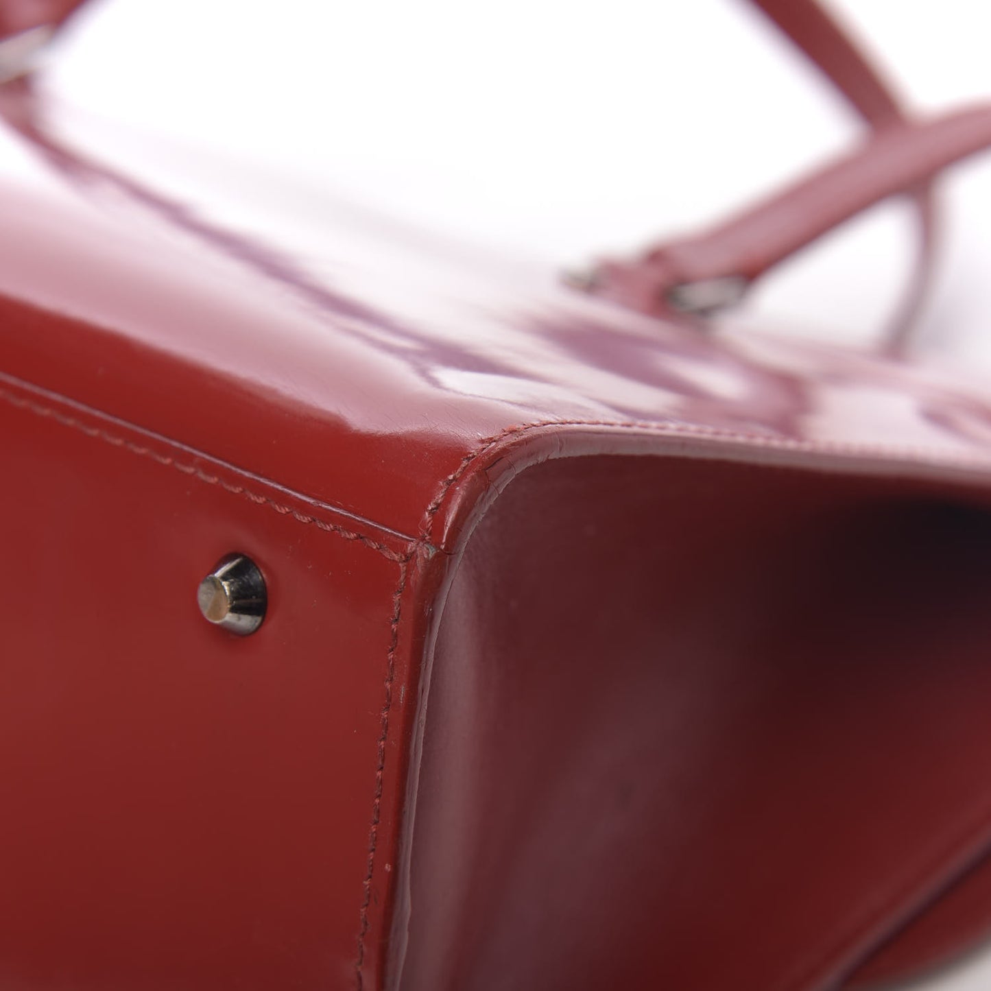 Glazed Calfskin Saddle Shopper Red