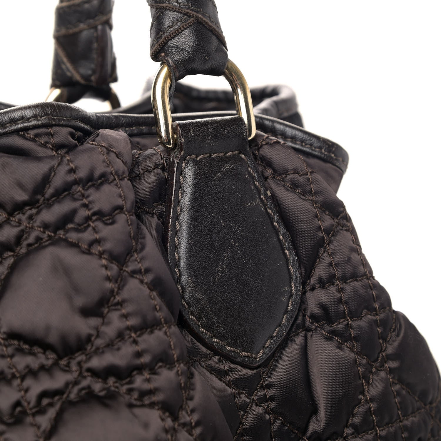 Christian Dior Nylon Cannage Shopper Tote Brown 7 of 12