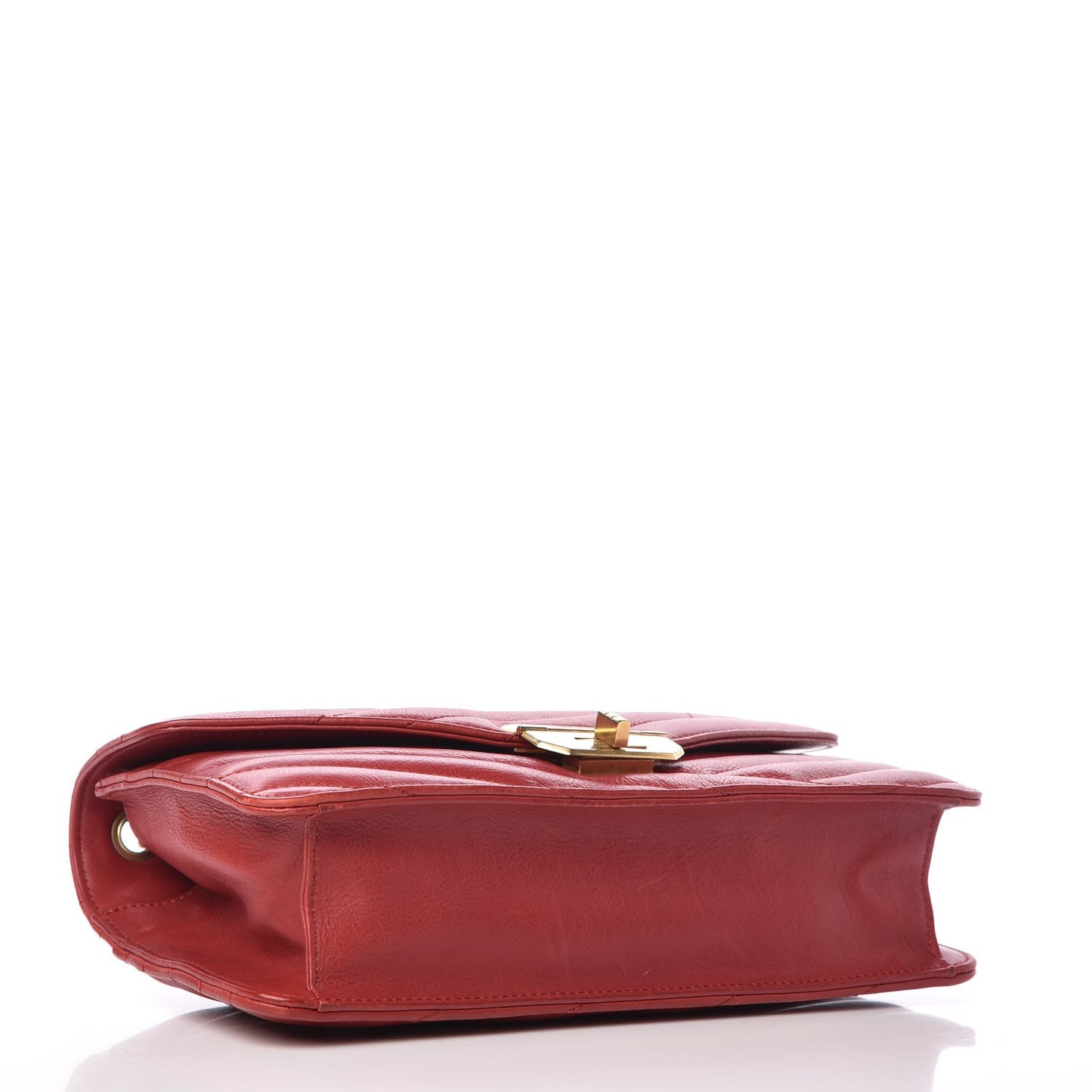 Calfskin Chevron Quilted Gabrielle Flap Red