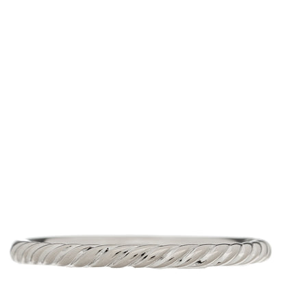 David Yurman 18K White Gold Diamond 2mm Cable Collectibles Band Ring 56 7.5 3 of 4